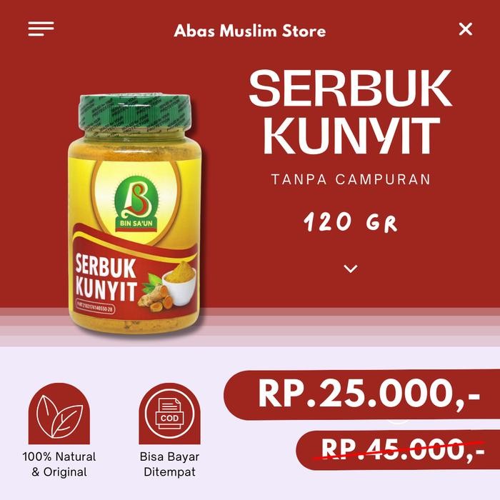 

Terlaris Serbuk Kunyit Asli Bin Sa'Un 120 Gr Murni 100% Original Tanpa Campuran