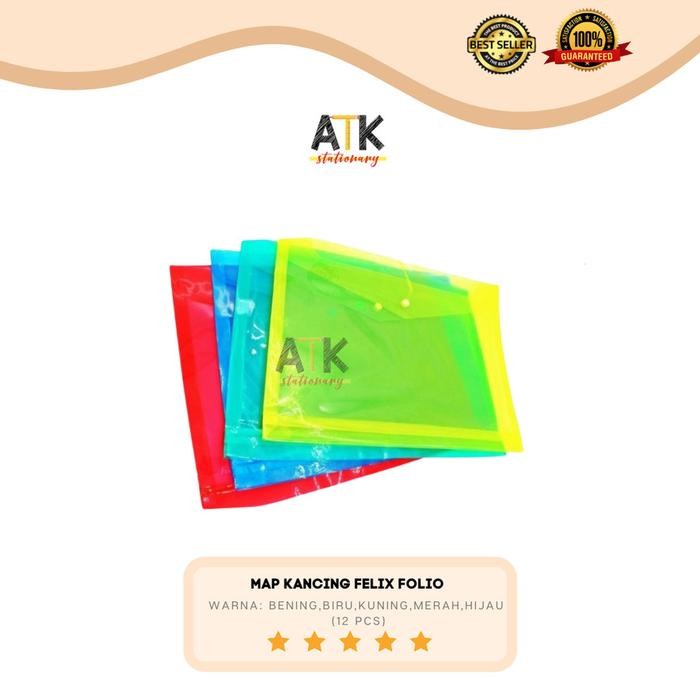 

Map Plastik Kancing Jenia Murah Folio 1 Lusin ( 12 Pcs) atk