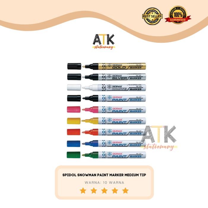 

Spidol Snowman Permanent Paint Marker Medium Tip Warna Warni atk