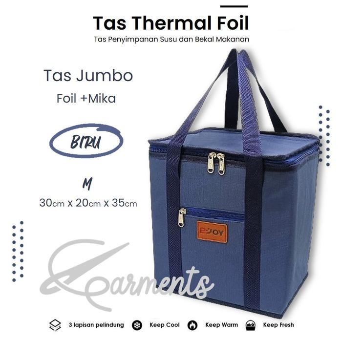 

Tas Bekal Thermal Foil+Mika WARNA BIRU SIZE-M 30cm x 20cm x 35cm / Tas Pengawet Makanan dan Minuman