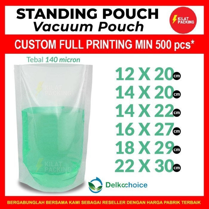 

YG4 STANDING POUCH VACUUM NON ZIPLOCK KEMASAN MAKANAN DAN MINUMAN SATUAN
