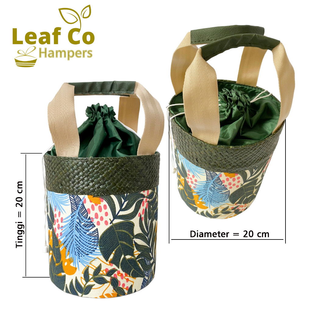 

Csp - Leaf Co - Tas Hampers Anyaman Kombinasi Kanvas Full Colour Tas Souvenir Gift Tas Parcel Motif