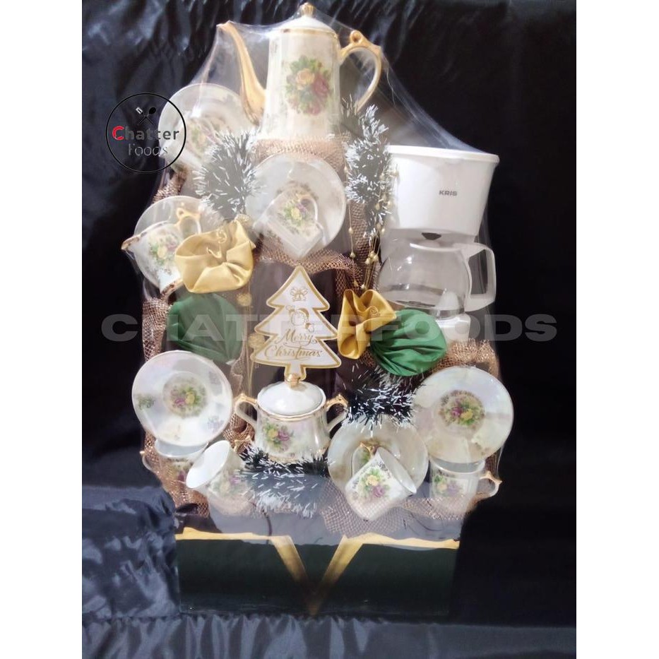 Parcel Tea Set+Coffee Maker/ Pl Tea Set+Teko Pecah Belah/ Parcel Piring Teko Cangkir Natal