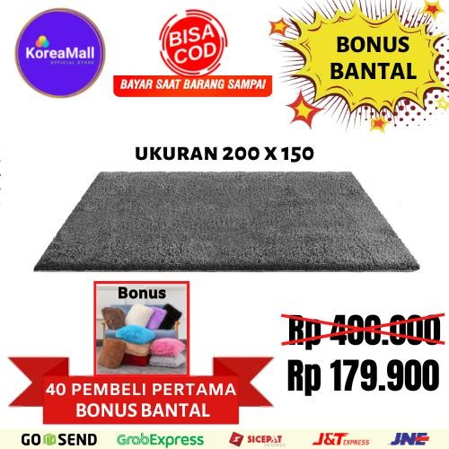 Karpet Bulu Korea Import 200X150 + Bantal Rasfur Surpet Kasur
