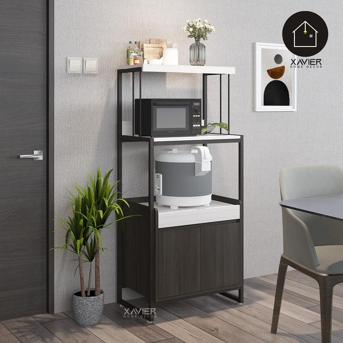 JTTOP" RAK DAPUR SERBAGUNA 3 SUSUN + RAK TARIK & LEMARI RAK MICROWAVE MINIMALIS XAVIER HOME DECOR