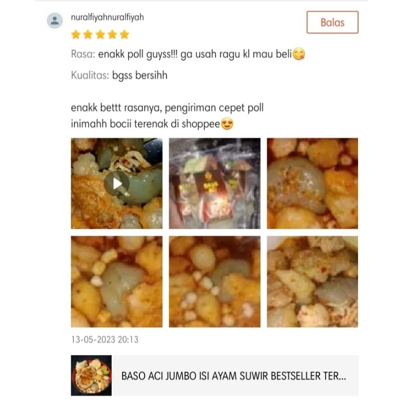 

Sensasi Lezat Baso Aci Jumbo Isi Ayam Suwir Pedas Bestseller