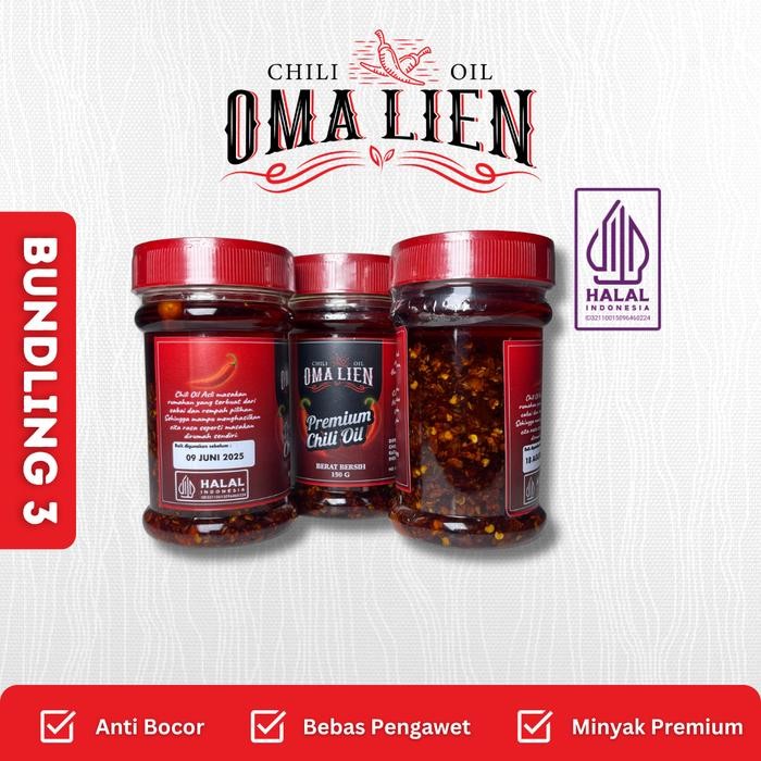 

BUNDLING 3 CHILI OIL extra PEDAS HALAL / CHILI OIL HOMEMADE FRESH OMALIEN 150ML Sambal Sauce Instan