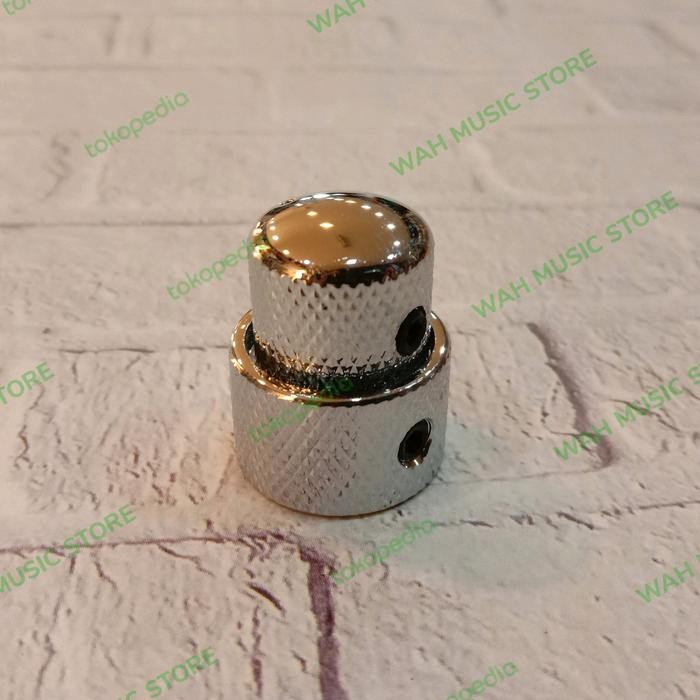 Original.. Knob Gitar, Knob Potensio Stacked, Knop Potensio Susun Nc003 Chrome