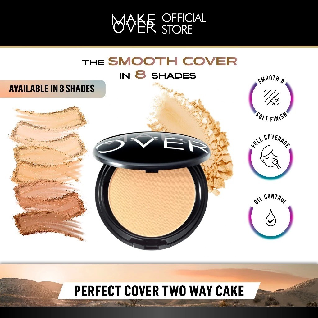  MAKE OVER Perfect Cover Two Way Cake TWC - All Skin Bedak Padat Bedak Compact High Coverage