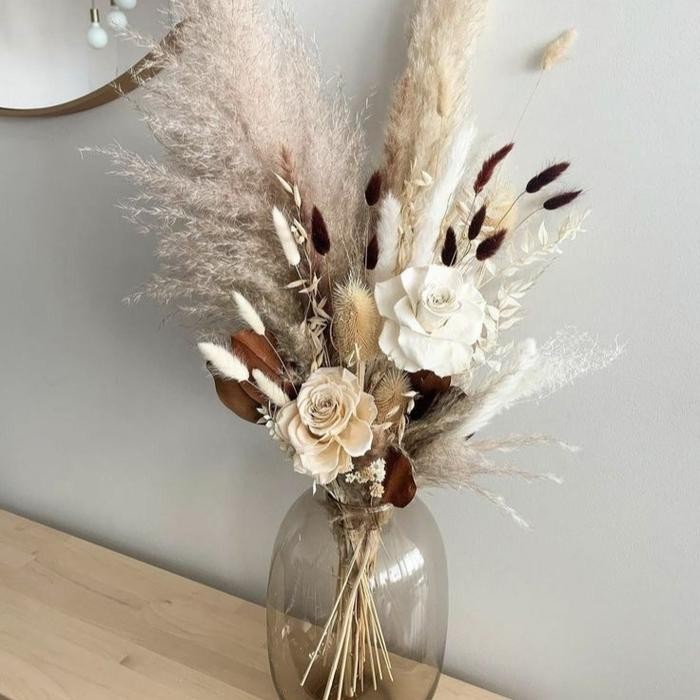 1 set bunga aesthetic JUMBO ukuran besar Vas Meja vas aesthetic vas bunga kering buket bunga kering