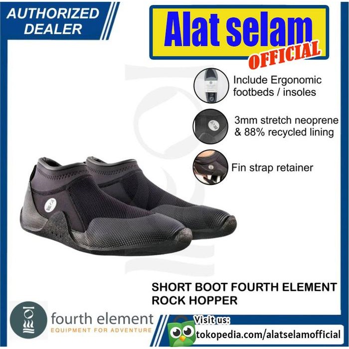 Short Boot Fourth Element Rock Hopper Sepatu Karang Selam Booties 3mm