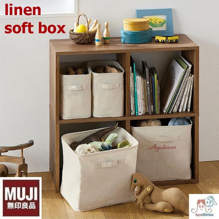 Muji Polyester Cotton Linen Blend Softbox - box kain penyimpanan