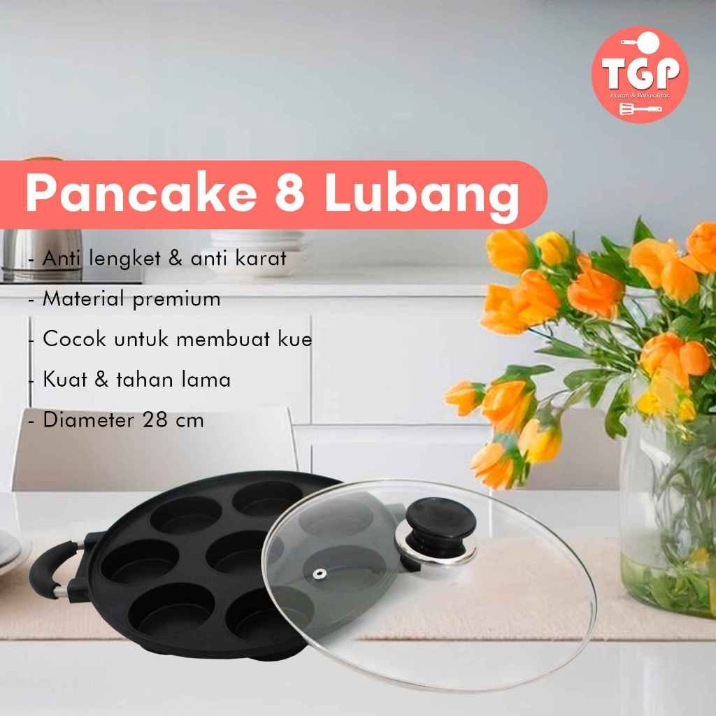 CETAKAN LOYANG PANCAKE MAKLOR CILOR TELUR 8 LUBANG DATAR IDOLA DAN TUTUP KACA