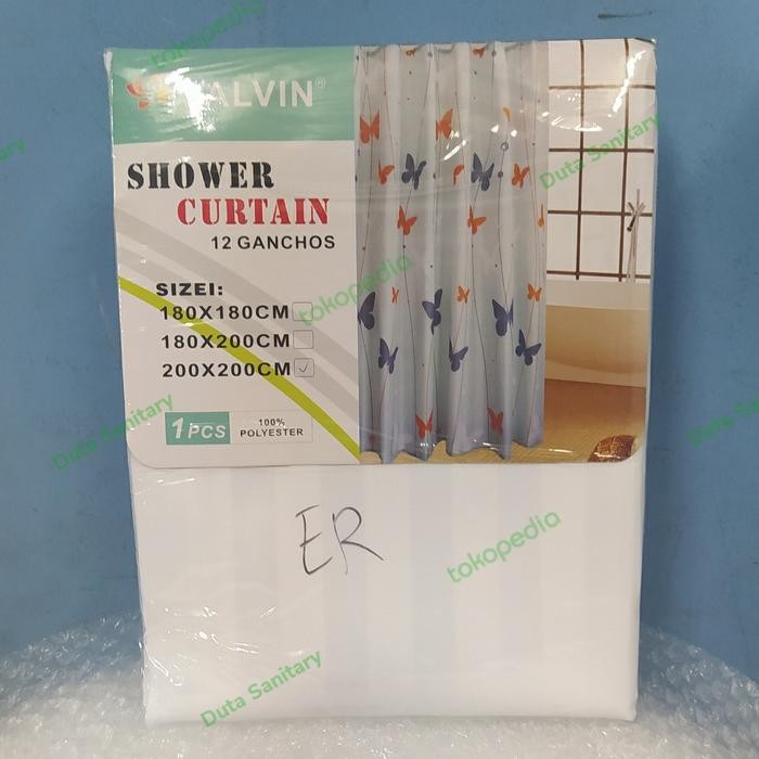 Shower Curtain 200X200 Textile/Shower Curtain Kain 200Cm/ Korden Putih
