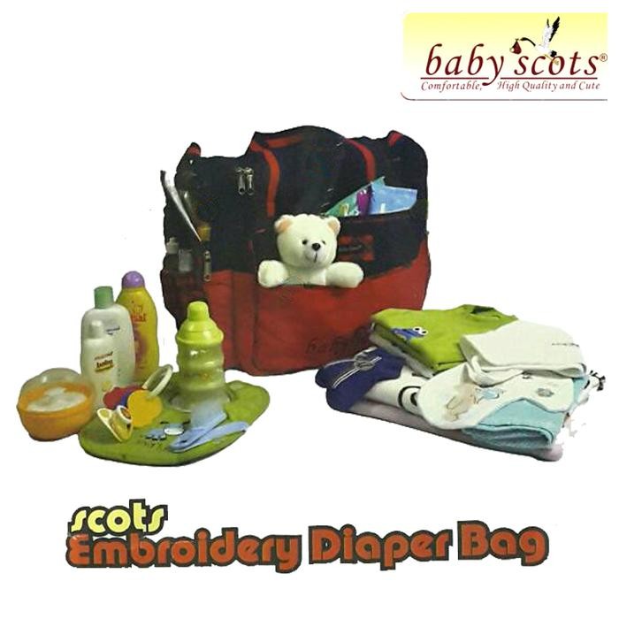 Baby Scots Embroidery Diaper Bag - Tas Bayi ukuran Besar