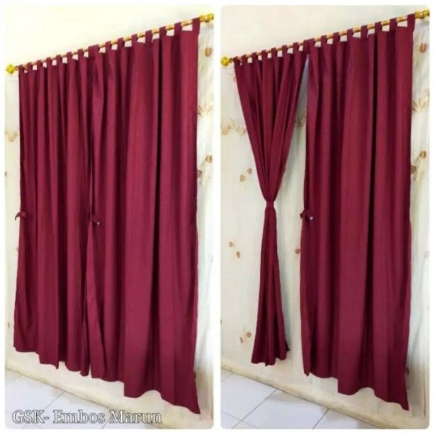 Retrorent Gorden Jendela Polos Embos Minimalis Hordeng Korden Selambu Slambu Gordyn Tirai Pintu