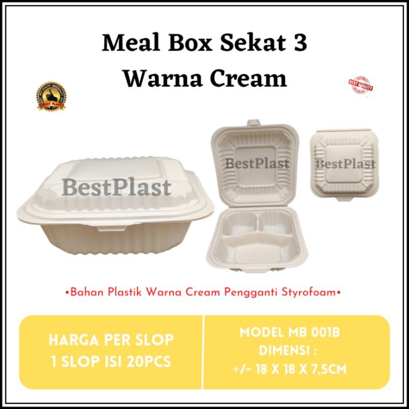 Retrorent Mika Nasi Sekat 3/ Meal Box Sekat 3 Warna Cream/Merak Mb1B