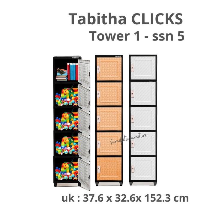 Lemari Plastik Tabitha Clicks Tower 1 / Rak Helm / Rak Serbaguna [Tabbox] Gratisongkir