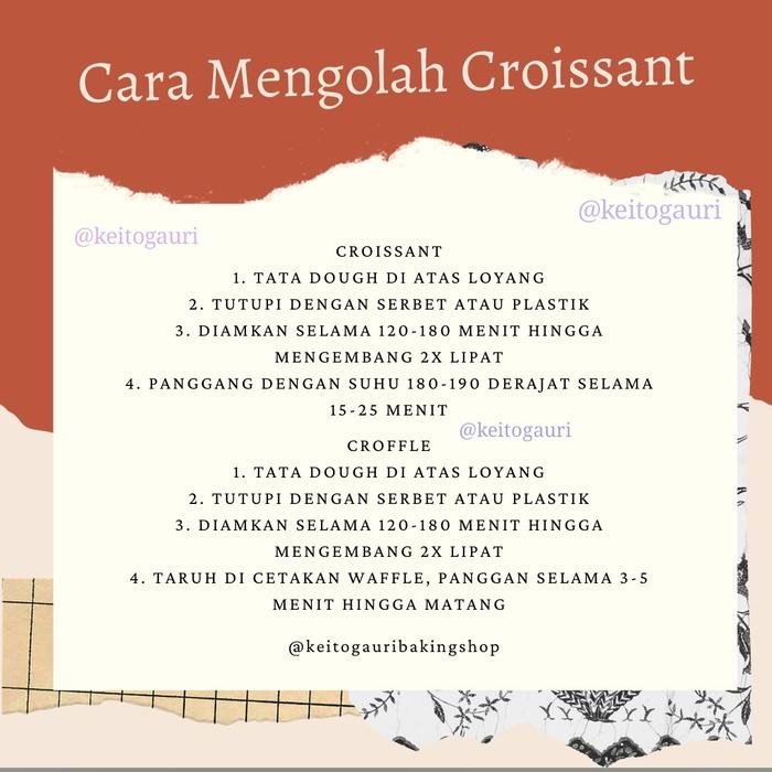 

JTTOP" CROISSANT DOUGH FROZEN ISI 10 PCS @ 30 GRAM CROFFLE