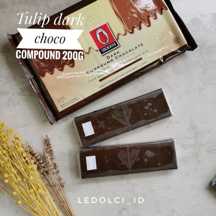 

JTTOP" TULIP DARK CHOCOLATE COMPOUND TULIP DCC DARK COKLAT KEMASAN 200 GRAM