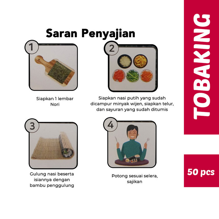 

JTTOP" SUSHI NORI JAVA SUPERFOOD RUMPUT LAUT PANGGANG 50 LEMBAR SEAWEED