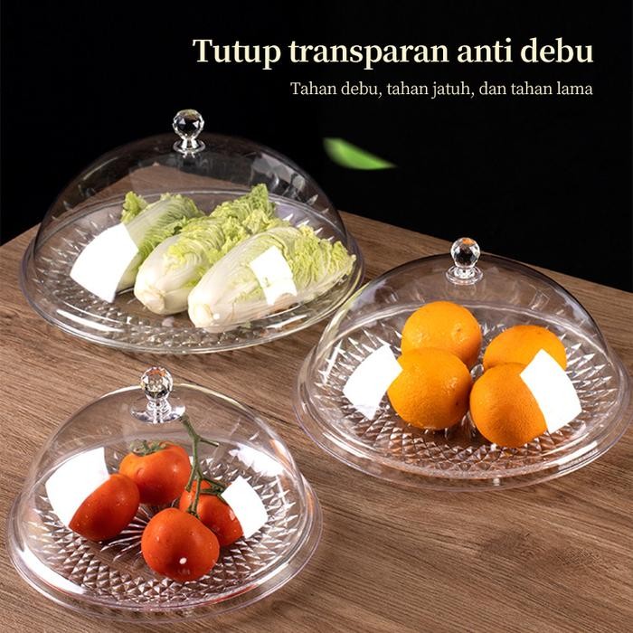 OPTIVIA Tudang saji tempat kue plastik transparan tempat bolu/wadah piring bolu Penutup
