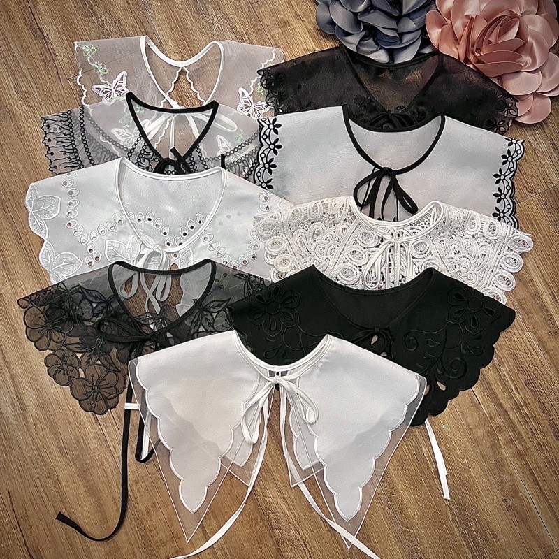 Kerah Bordir, Kerah Palsu, Fake Collar, Kerah Instan Korea