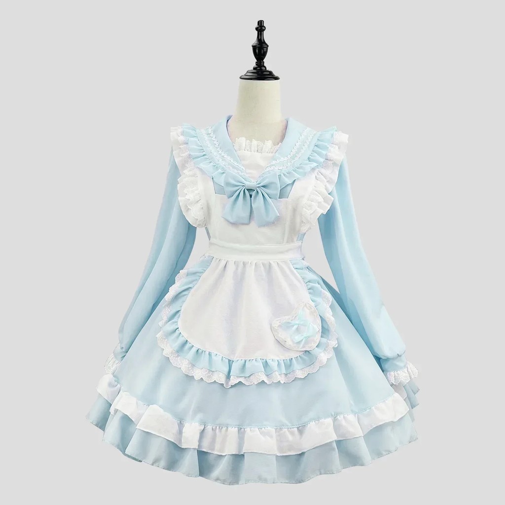 Cute Academy Sailor Lolita Long Sleeve Maid Dress Costumes Cosplay School Maid Dress For Waitress