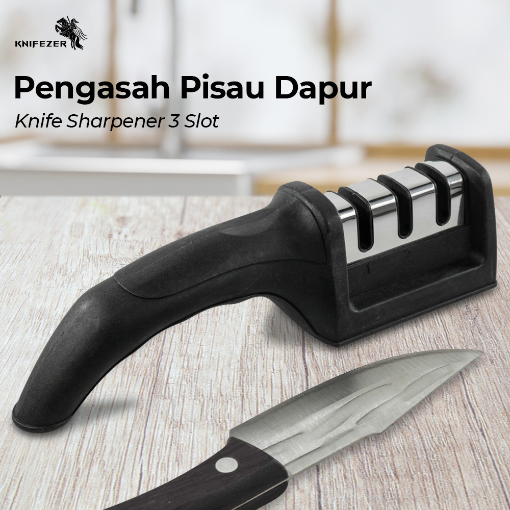 

Alat KNIFEZER HAO CHU KANG Pengasah Pisau Dapur Knife Sharpener 3 Slot - HCK-168 Potong