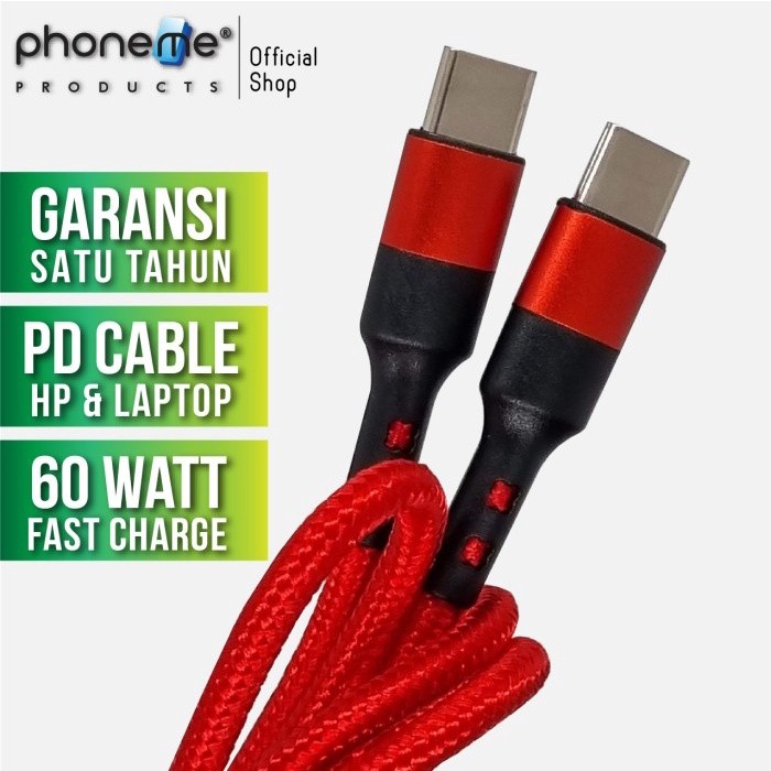 PhoneMe PD Cable Nylon Woven 60W 1m 2m Kabel Data Type C - C