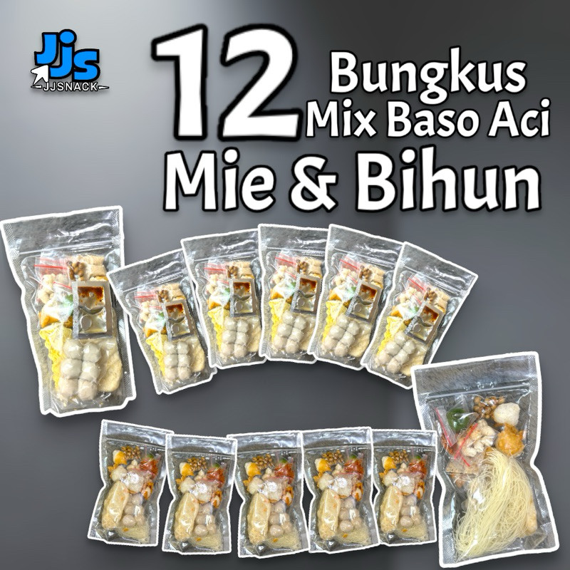 

Andrianbijaksana Mix 12 Bungkus Baso Aci Extra Mie & Baso Aci Bihun Paket Mix Boci Mie & Bihun