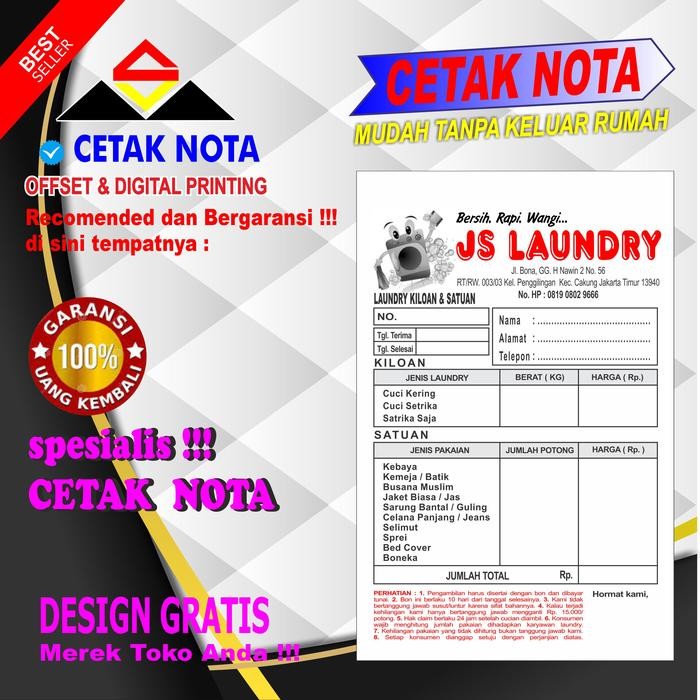 

Nota Ncr 2 Ply 1/4Folio Custom 40 Buku #Gratisongkir