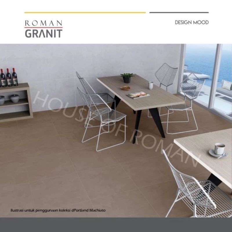 Roman Granit 60x60 dPortland Series (Design Mood) / Granit Lantai Abu-Abu Semen / Lantai Granit