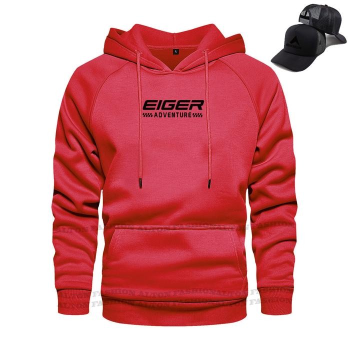 Terlaris- Bonus Topi... Hoodie Logo Eiger Aventure Hitam - Hoodie Pria Wanita Terkeren - Pakaian