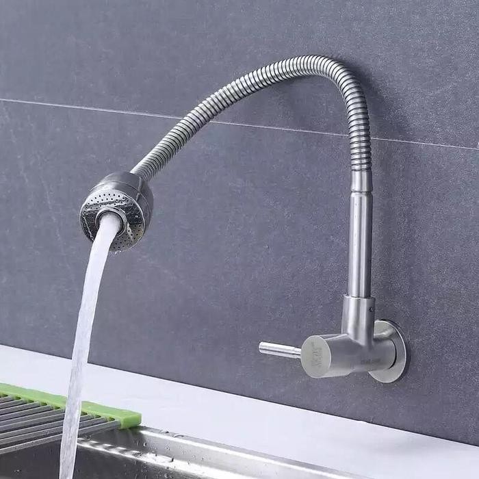 Kran sink Stainles304 Angsa Tembok Fleksibel ENgkol Keran Air wastafel