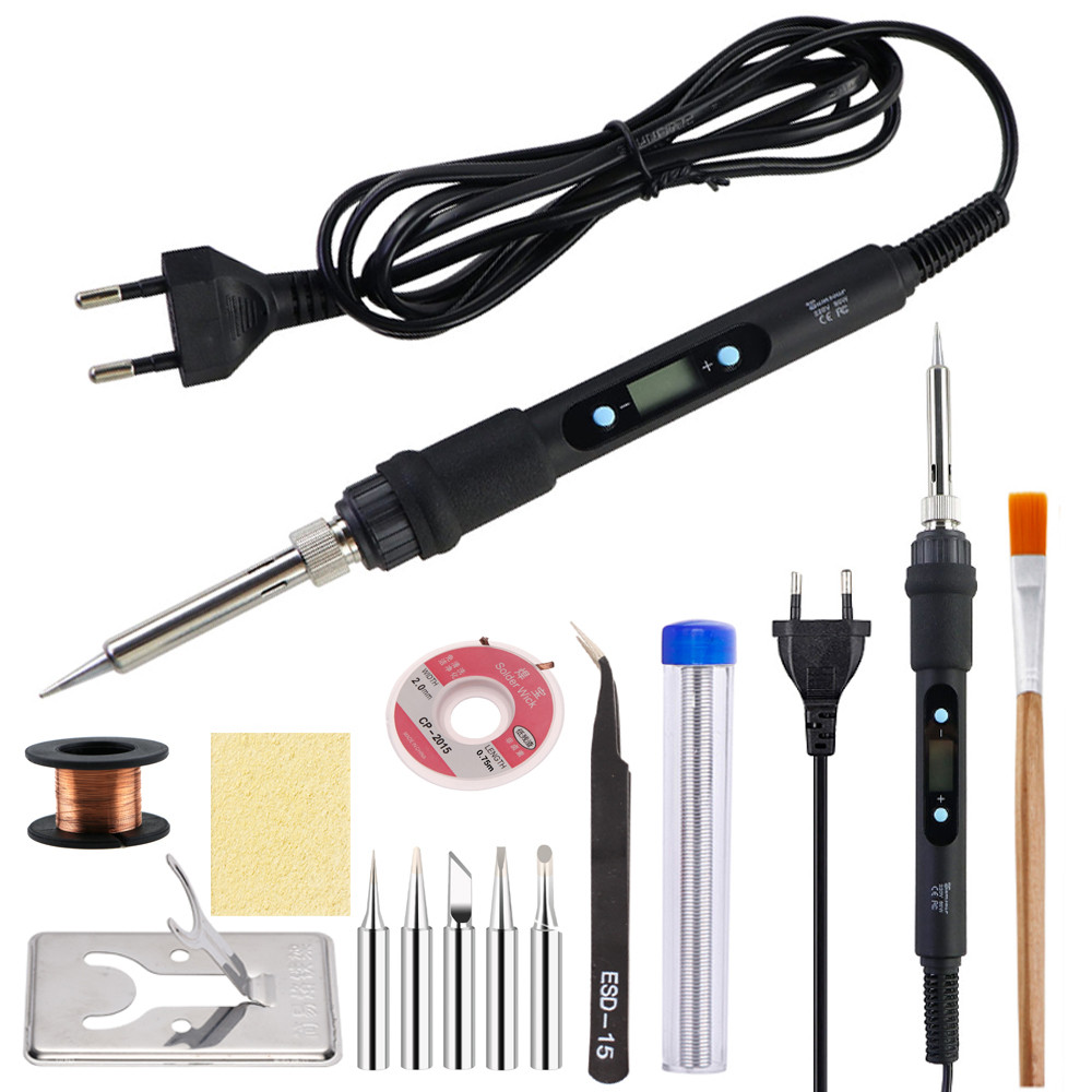 80W Electric Soldering Iron Kit Set Digital Temperature Adjustable Welding Tool Solder Tin With Iron