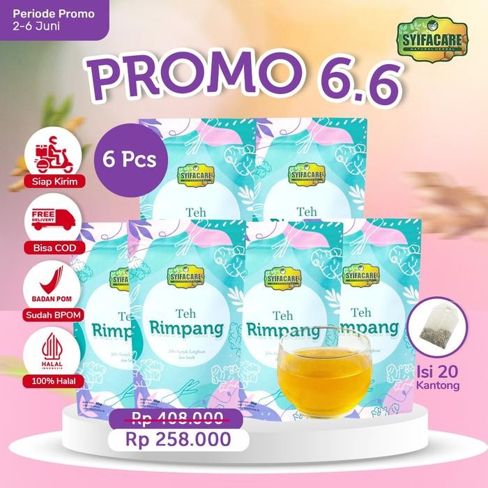 

[BPOM] Paket 6 Pcs Teh Rimpang Syifacare - Minuman Instan Rempah Alami Jahe Kunyit Lengkuas Sereh -