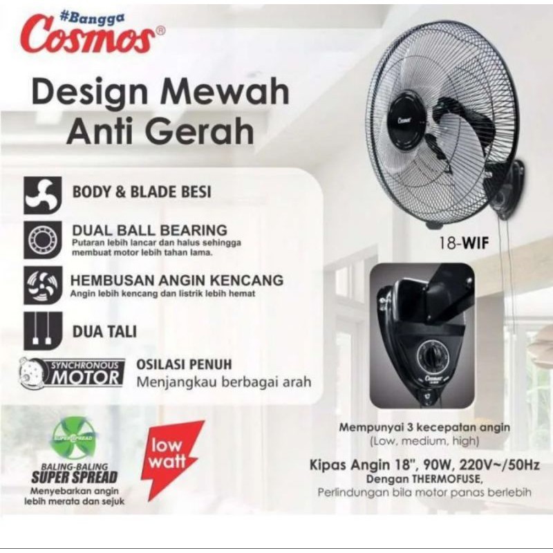 Kipas angin dinding besi 18 inch Cosmos 18 WIF
