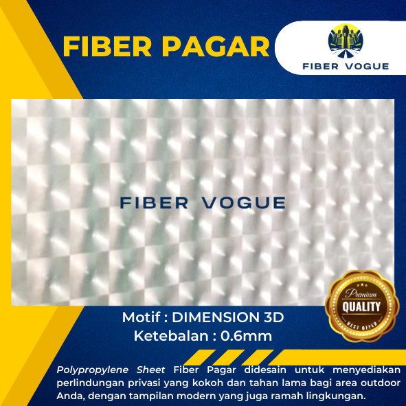 Fiber Plat Roll Penutup Pagar Motif DIMENSI 3D Top Quality Meteran