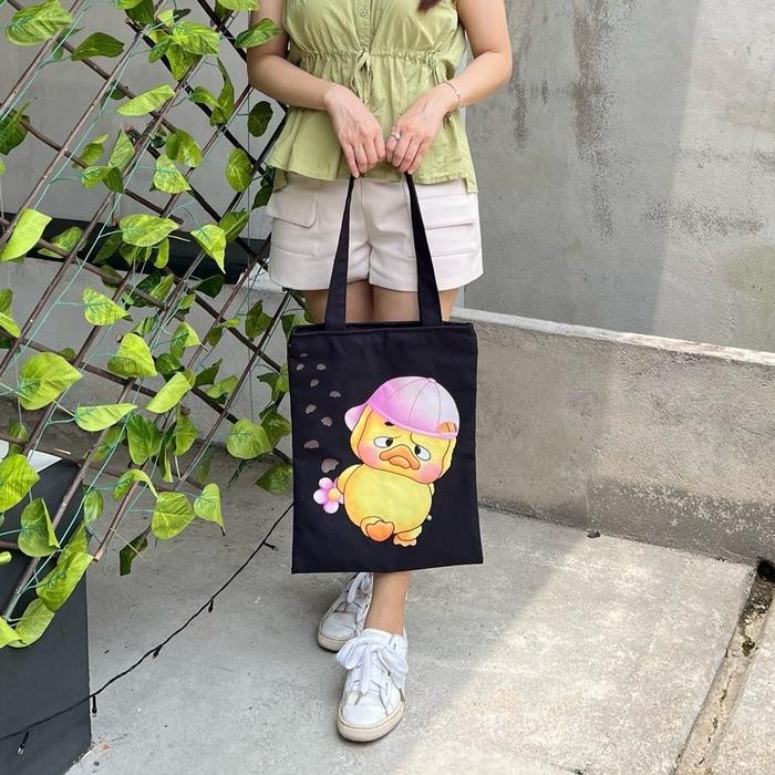 PROMO TOTE BAG KANVAS WANITA MOTIF BEBEK - LYLIA DOODWEAR - TOTEBAG READY