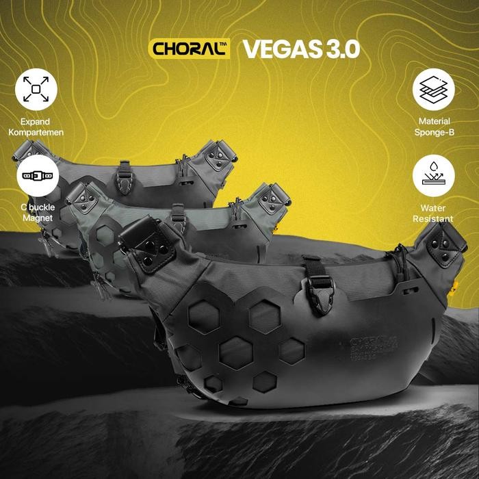 SIAPKIRIM Choral Vegas 3.0 Waistbag Tas Pria Tas Pinggang terbaru Anti Waistbag buckle berbahan