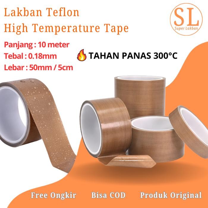 

Lakban Teflon Tape PTFE 50mm Tahan Panas 300C Setara Nitto 2" INCH