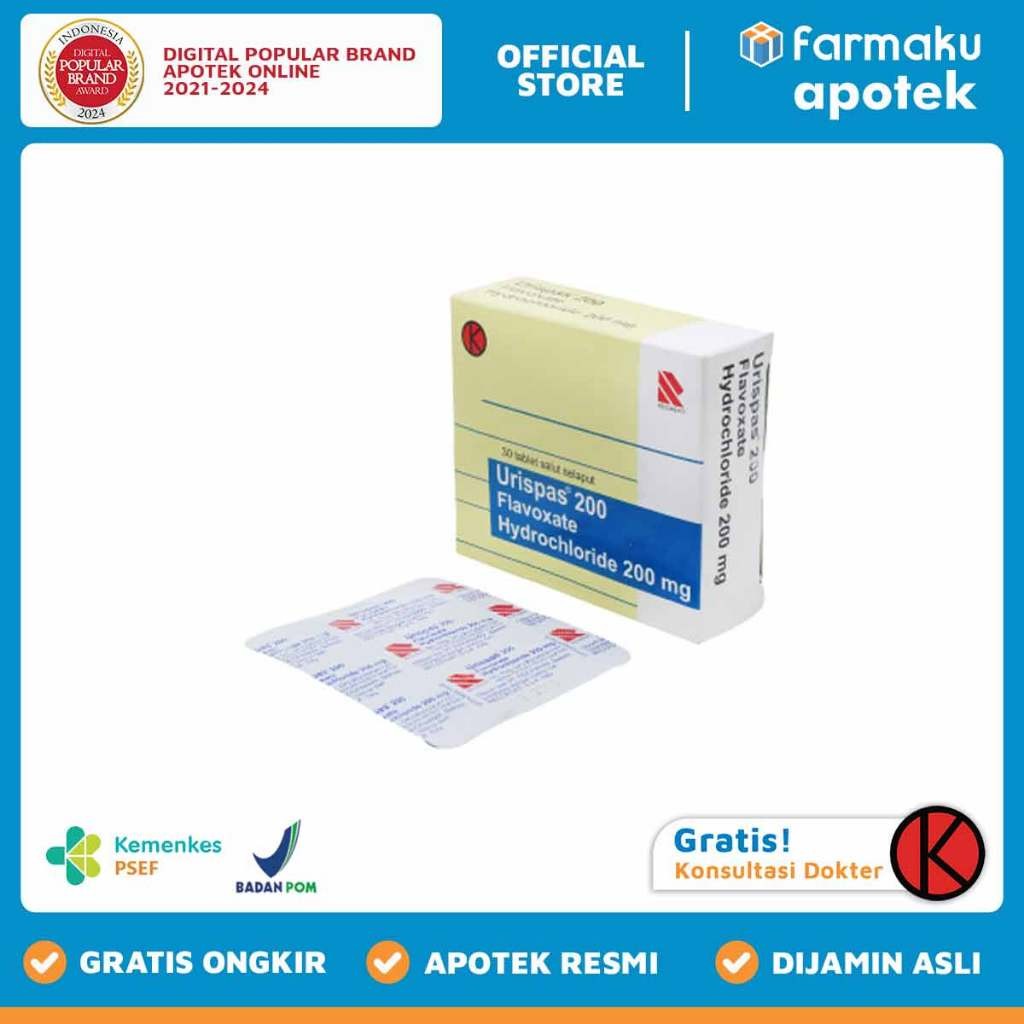 Urispas 200 mg Blister 10 tablet salut selaput
  - TMG
