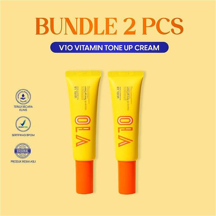 Morlab - Bundle 2 Pcs Morlab V10 Vitamin Tone Up Cream Berminyak Hitam Kusam Mencerahkan