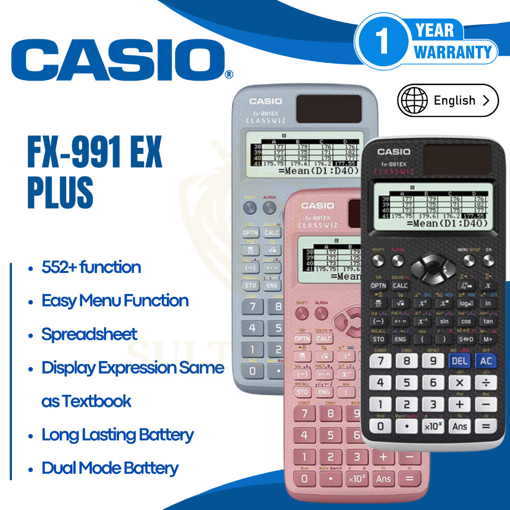 

CALCULATOR CASIO FX 991 EX / FX 991 CW BLACK BLUE PINK KALKULATOR CASIO 991-EX 991-CW 991EX 991CW