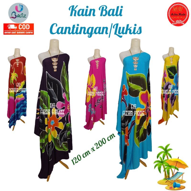 Kain Bali Pantai - Kain Bali Motif Lukis Jumbo - Sarung Pantai Baliz - Sarung Bali - Kain Pantai -