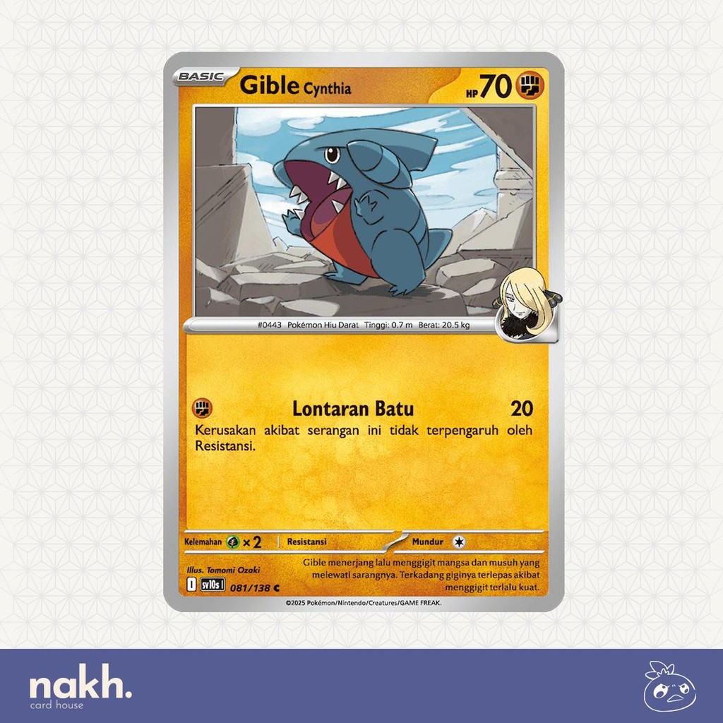 Kartu Pokemon TCG Indonesia Kehadiran Juara sv10s 081/138 Gible Cynthia