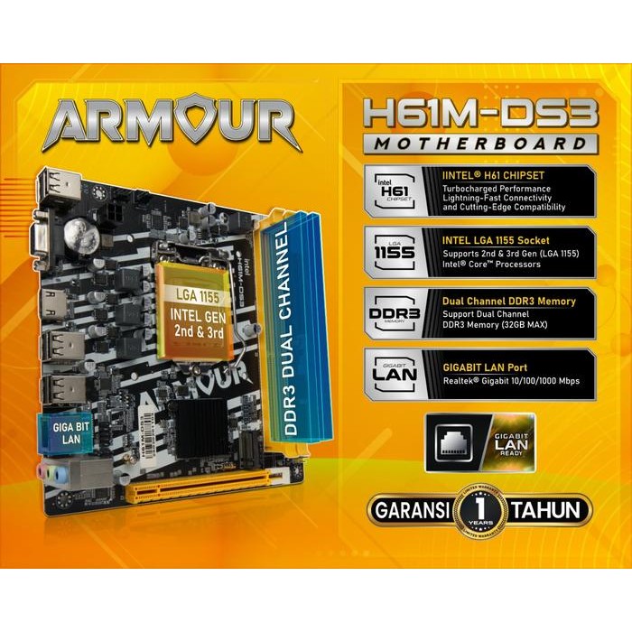 Motherboard - Motherboard Armour H61M-Ds3