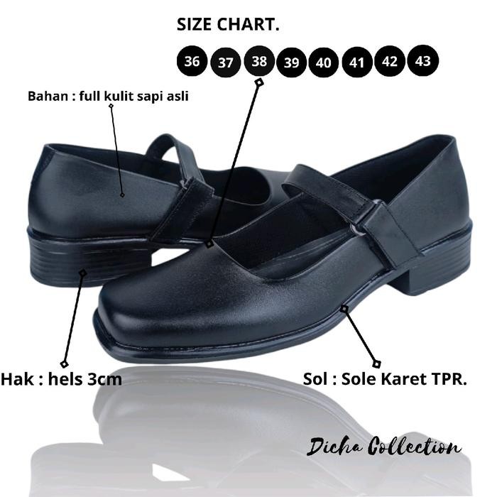 JTTOP" SEPATU PANTOFEL WANITA PASKIBRAKA KULIT SAPI