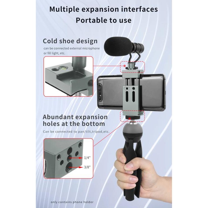 Terlaris COSTA PH-10 CNC Metal Smartphone Phone Holder With Cold Shoe/Waterpass